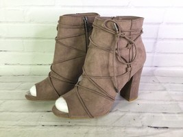 Journee Collection Maci Peep Toe Ankle Fashion Boots Bootie Taupe Womens... - $38.12