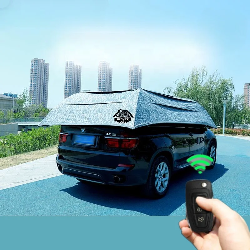 W product customized logo foldable car cover with remote control automatic car umbrella thumb200