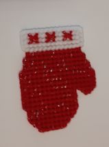 Mitten Magnet, Gift for Her, Christmas Decor, Needlepoint, Red - $6.00
