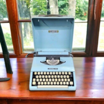 Royal Jet Manual Portable Typewriter W/Case Light Blue - $84.95