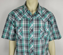 Wrangler Western Pearl snap shirt short sleeve Plaid sawtooth Mens Size ... - $21.73