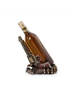 Pistol Gun Design Wine Bottle Holder 7.9&quot; High Brown Resin Country Weste... - £37.18 GBP