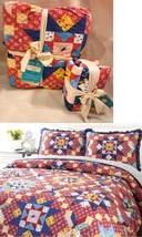 Pioneer Woman Multi-Color Starlight Patchwork Cotton Full/Queen Quilt &amp; Shams 3P - £39.79 GBP