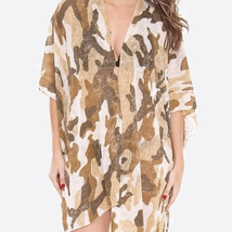 Lightweight Camouflage Print Kimono Tan - £18.94 GBP