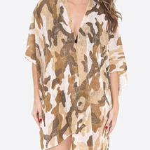 Lightweight Camouflage Print Kimono Tan - £19.03 GBP