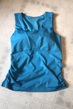 Athleta Women Built In Soft Cup Bra Top Size 38D Side Ruching Turquoise - $37.63