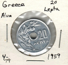 Greece 20 Lepta, 1954, Aluminum, KM79 - £0.79 GBP