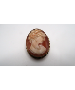 Antique 12k Gold Filled Genuine Shell Cameo Brooch / Pendant 3.2cm x 2.5... - $140.85 CAD