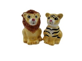 Safari Lion and Lioness Couple Ceramic Salt &amp; Pepper Shakers - $9.85