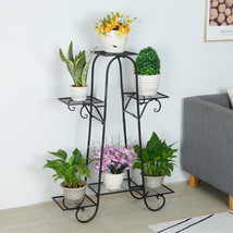 Us 3 Tier Herb Plant Stand Iron 5 Pots Flower Display Garden Patio Shelf... - $67.69