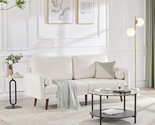 74&quot; Modern Cream White Love Seats Sofa Couch Furniture, Velvet Fabric Mi... - $518.99
