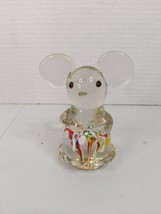 Vtg Nanco Glass Paper Weigt Nancy Sales Co. Mouse Hand Blown Confetti 4&quot; High - £13.45 GBP