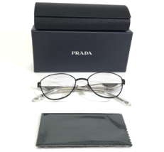 PRADA Eyeglasses Frames VPR 52Z 1AB-1O1 Black Silver Round Wire Rim 53-18-145 - £132.04 GBP