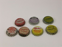 Cork Lined Bottle Caps Elwins Mission Quiky Pioneer Pineapple Soda Lot of 7 - £30.70 GBP