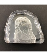 Clear Crystal Glass Cut Owl&#39;s Head Clear 3.75x3.75 inches - $69.29 CAD