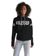 Blessed Black White Womens Hoodie with Sleeve Text - £40.25 GBP