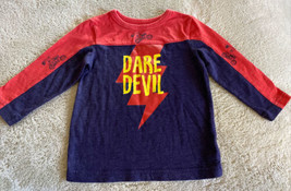 Cat &amp; Jack Boys Red Blue Dare Devil Lightening Bolt Long Sleeve Shirt 2T - £4.21 GBP