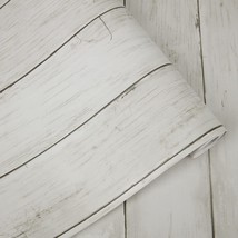 Abyssaly 17.7&quot; X 236.2&quot; White Wood Wallpaper Self-Adhesive Shiplap Removable - £18.87 GBP