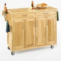 Natural Wooden Kitchen Island Cart Storage Cabinet Prep Table Utility Trolley - £573.44 GBP