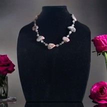 Vintage hematite and pink botswana agate necklace - £47.01 GBP
