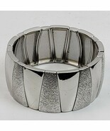 Vintage Elegant Silver Tone Bracelet Stretchy 1.25 Inch Wide - $12.88 CAD