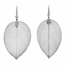 PalmBeach Jewelry Silvertone Leaf Drop Earrings, 80x36mm - £13.96 GBP