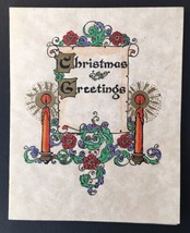 Antique Art Nouveau Christmas Greetings Card Colorful and Ornate Yuletide - $20.00
