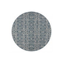 HomeRoots 8 ft. Round Blue Geometric Indoor &amp; Outdoor Area Rug - $163.35