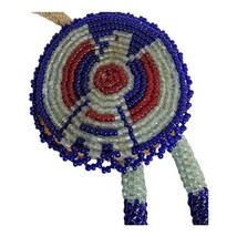 Vintage Thunderbird Native American Red White Blue Glass Seed Beads Bolo Tie - £147.09 GBP