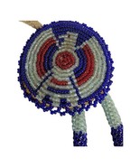 Vintage Thunderbird Native American Red White Blue Glass Seed Beads Bolo... - £146.43 GBP