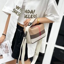 Stripes Canvas Leather Women Handbags Female Hobo Clutch Purse  Bag Top Handle  - £81.51 GBP