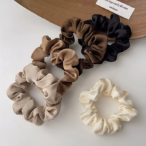 Satin Pleated Scrunchies 4 Pcs Set, Non-Slip Elastic Hair Bands For Women - $8.99