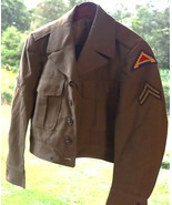 Vintage Eisenhower army jacket with patches. 34 XS cropped  - £47.24 GBP