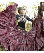BURGUNDY AND SILVER ASSUIT PRINT TRIBAL ATS AMAZING  GYPSY Skirt 25 YARD... - $2,533.17 MXN