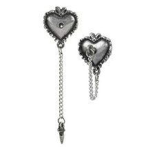Alchemy Gothic Witches Heart Studs Chain Piercer Voodoo Fine English Pewter E433 - £19.10 GBP