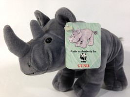 Gund African Black RHINO Plush Gray WWF World Wildlife Fund Stuffed Animal 42186 - £19.97 GBP