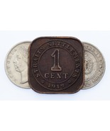 Straits Settlements 3-Coins Lot 1919 Cent, 1893 &amp; 1900 10 Cent - $122.39 CAD
