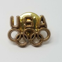 Pin USA Olympic Rings Small Brass All Caps Vintage  - £6.35 GBP