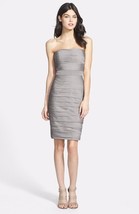ML Monique Lhuillier Ruched Strapless Cationic Chiffon Dress Sz 12 Gray - $60.98