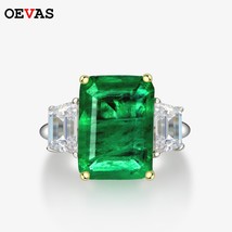 100% 925 Sterling Silver Created Moissanite Emerald Wedding Rings For Women Top  - £43.91 GBP