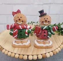 Gingerbread Couple Boy Girl Figurines Resin Christmas 2 Pc Tabletop Decor 4&quot; NEW - $16.99