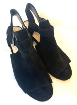 Nine West Ganci Black Suede Block Heel Sandal Size 7 M - £15.27 GBP