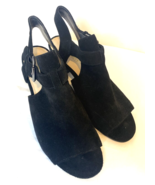 Nine West Ganci Black Suede Block Heel Sandal Size 7 M - €16,22 EUR