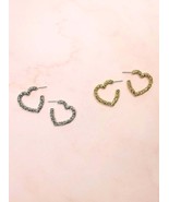 Heart Hoop Earrings. Small Heart Hoops. Heart Earrings. Love Earrings. V... - £14.15 GBP