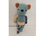 Threadies Blue Thready Bear Plush Stuffed Animal Patchwork 12&quot; - £19.76 GBP