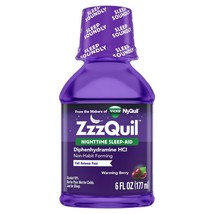 Vicks ZzzQuil Nighttime Sleep Aid Liquid, Warming Berry, 6 fl oz - Fall Asleep.+ - £12.65 GBP