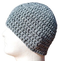 Men&#39;s Head Hugger Beanie Hat Handmade Tin Roof Gray Crochet Hiking Outdo... - $22.61