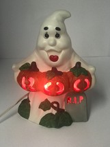 Ghost Boo Lamp Porcelain Ceramic Lights Vintage Pumpkin Tombstone ArtMar... - $24.74