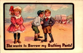 Humor Comic Postcard She Wants to Borrow my Bathing Pants 1911 Bamforth BKC - £3.91 GBP