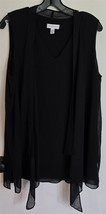 Womens L Susan Graver Black Layered Attached Neck Scarf Sleeveless Tank ... - $8.91